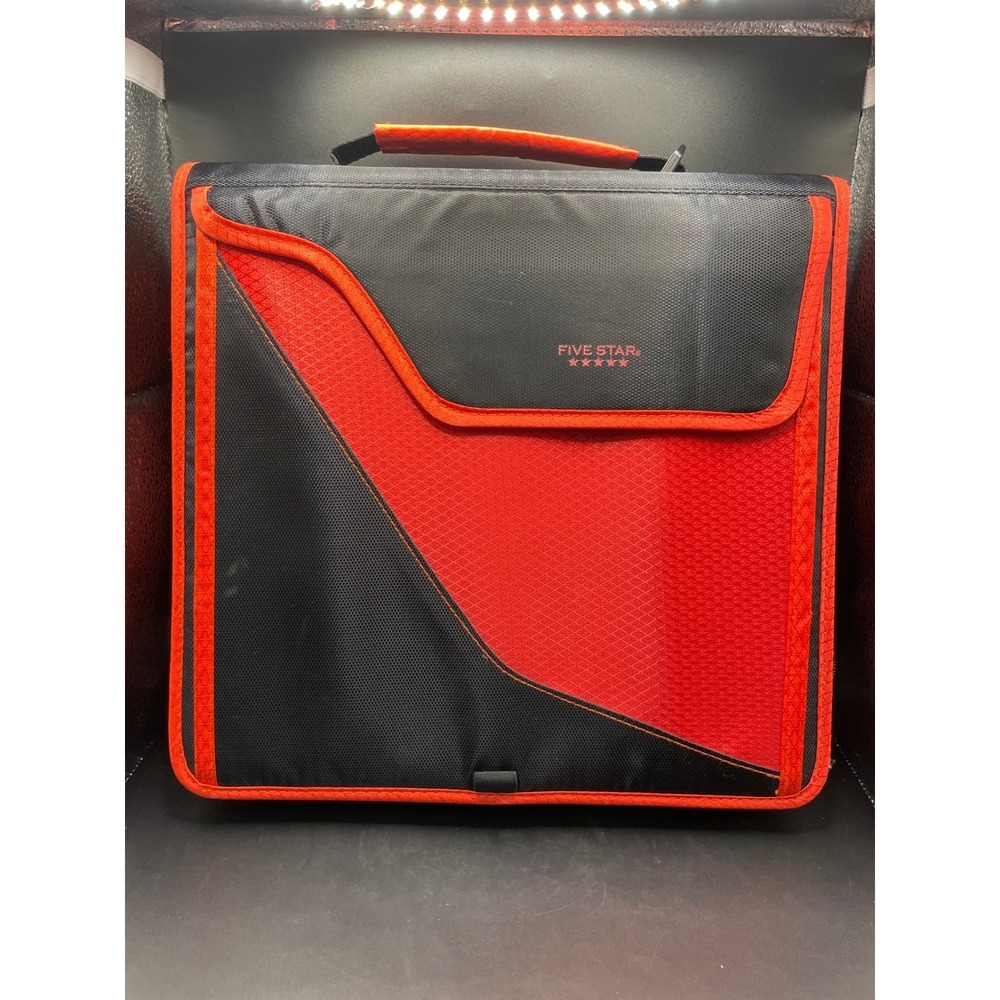 Five Star Zipper Binder with Removable Pouch Black Red 3 Ring School Office Set